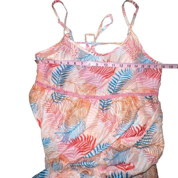 AMERICA AND BEYOND BEACH COVER UP PINK LONG DRESS TROPICAL POM POM WOMEN LARGE - Picture 5 of 10